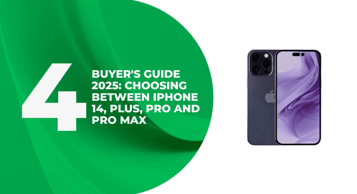 A thumbnail image of a blog about 4 buyers guide to choose between iPhone 14 Plus, Pro and Pro Max